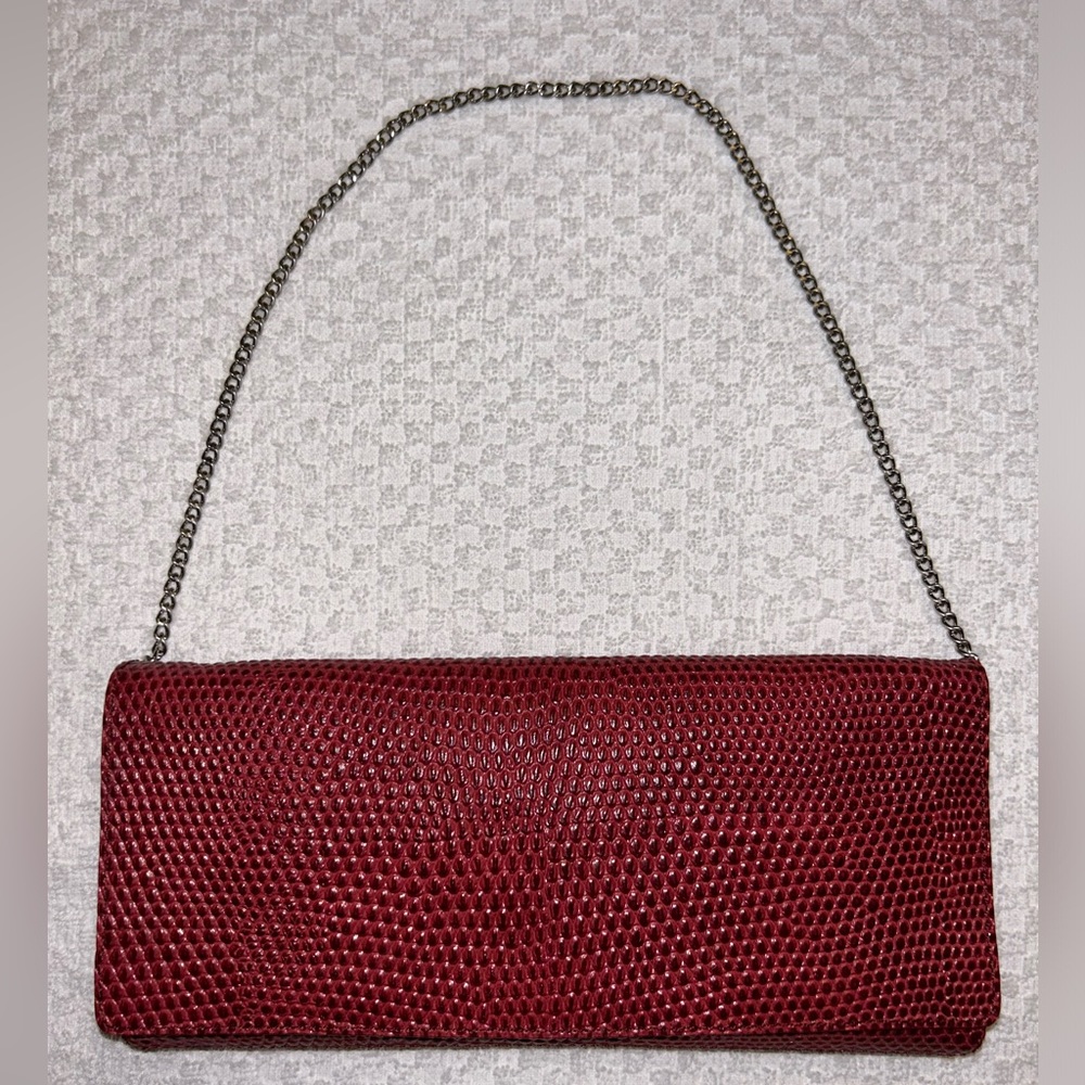 Ann Taylor Red Snake clutch/ handbag